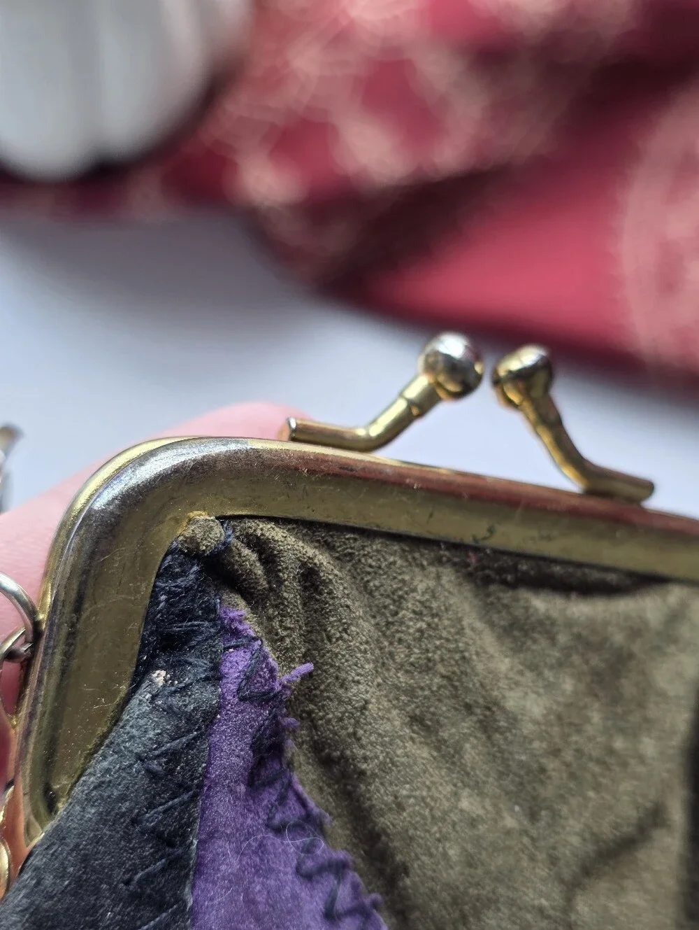 Vintage Leather Patchwork Coin Purse Kiss Lock